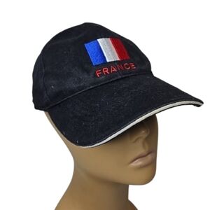 France Flag Embroidery 100% Cotton Adjustable Travel Cap Classiccore Normcore